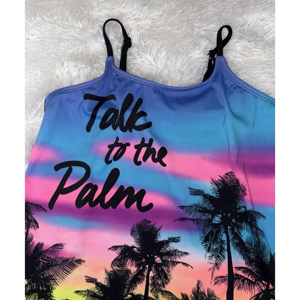 Justice Girls 16 “Talk To The Palm” Tankini Top. Cute, Fun